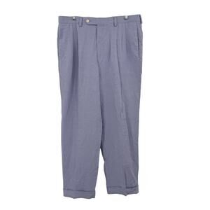 Samuelsohn Size 36 Reg Blue Linen Silk Dress Pants Woven in Italy Made in Canada